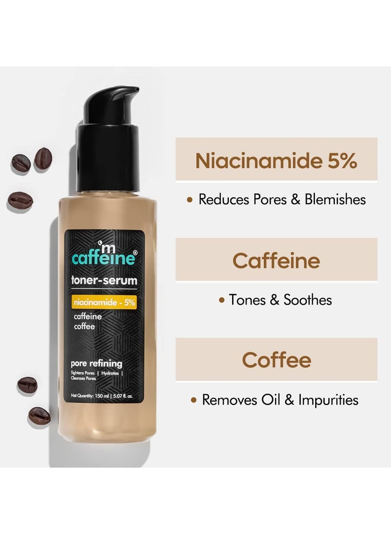 MCaffeine 5% Niacinamide 2 In 1 Toner-Serum With Coffee For Pore Refining|Fades Blemishes, Tightens & Cleanses Pores|24 Hrs Hydration|Lightweight Face Toner For Women & Men - 150 Ml - Image 3
