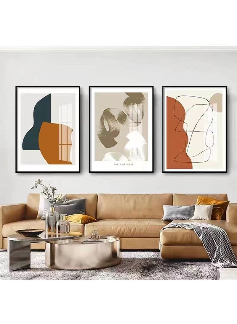 FASHION HOME 3PCS Wall Art Bright Style Minimalist Decor Modern Abstract Canvas Prints Poster Picture Framed Paintings Decorations  - Image 1
