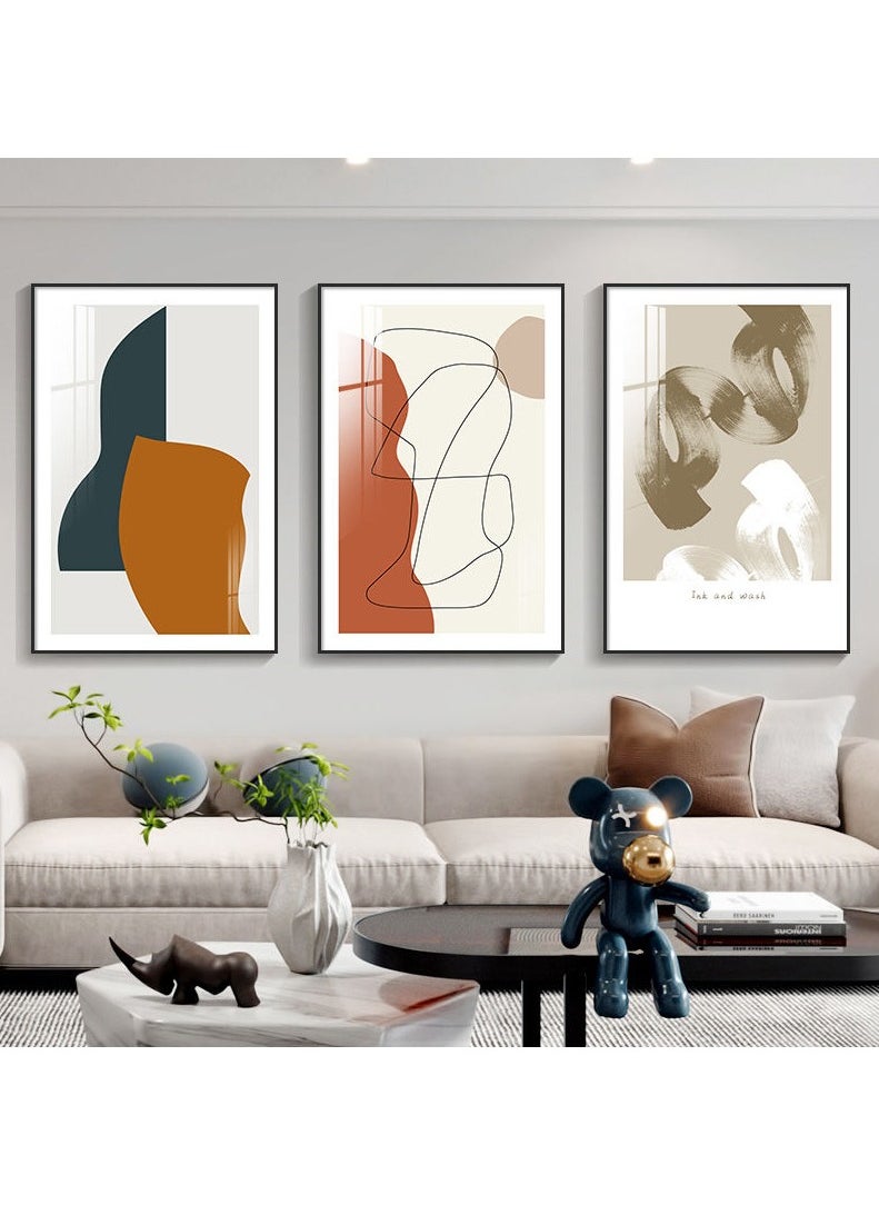 FASHION HOME 3PCS Wall Art Bright Style Minimalist Decor Modern Abstract Canvas Prints Poster Picture Framed Paintings Decorations  - Image 2