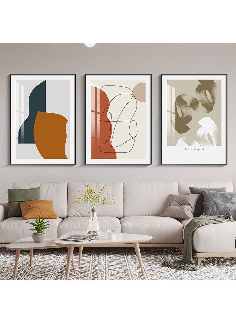 FASHION HOME 3PCS Wall Art Bright Style Minimalist Decor Modern Abstract Canvas Prints Poster Picture Framed Paintings Decorations  - Image 3