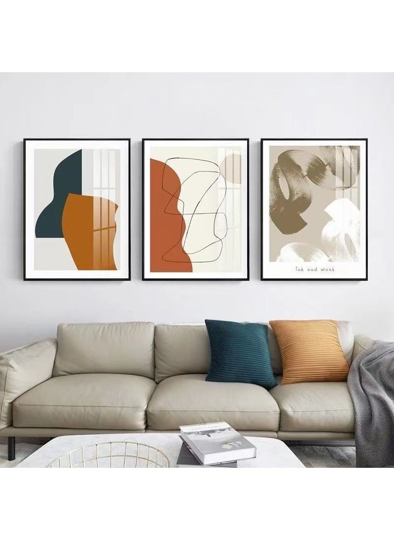 FASHION HOME 3PCS Wall Art Bright Style Minimalist Decor Modern Abstract Canvas Prints Poster Picture Framed Paintings Decorations  - Image 4