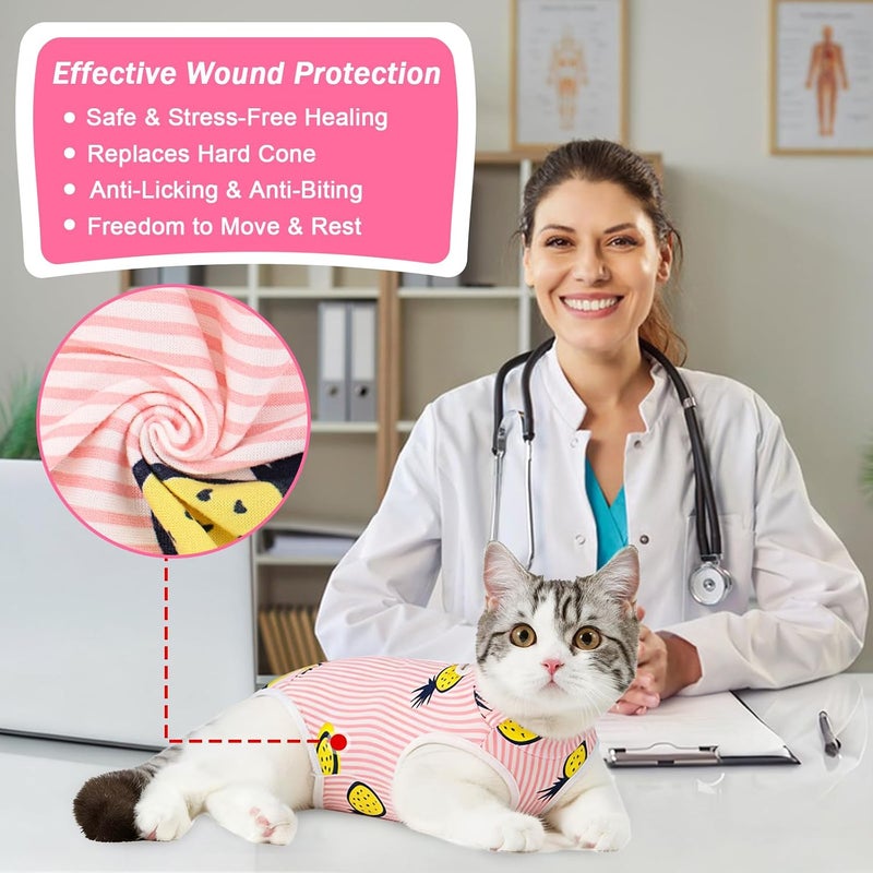 Coppthinktu Cat Recovery Suit Female Cats Onesie for Cats, Breathable Cat Surgery Suit for Surgical Abdominal Wounds Skin Diseases, Cute Kitten Spay Recovery Suit E-Collar Alternative Anti Licking - Image 2