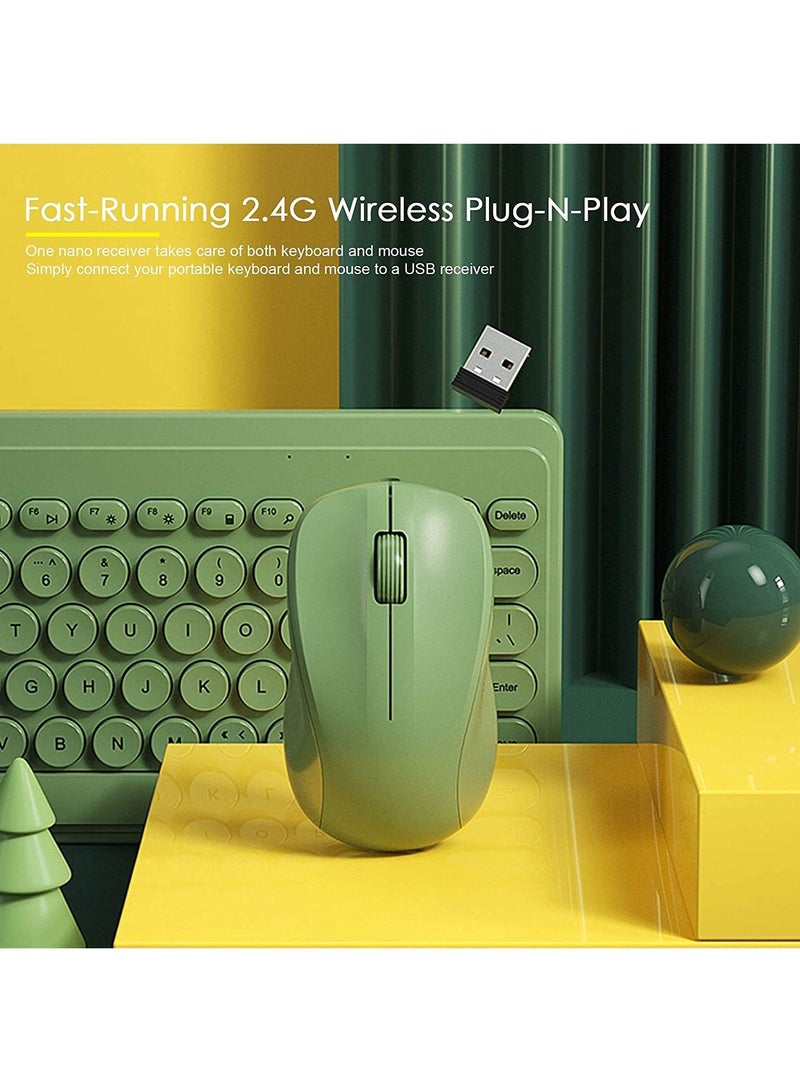 Fashion Wireless Keyboard and Mouse Combo USB Cordless Cute Round Key Smart Power Saving Ultra Slim Combo for Laptop Computer and Desktop - Image 3