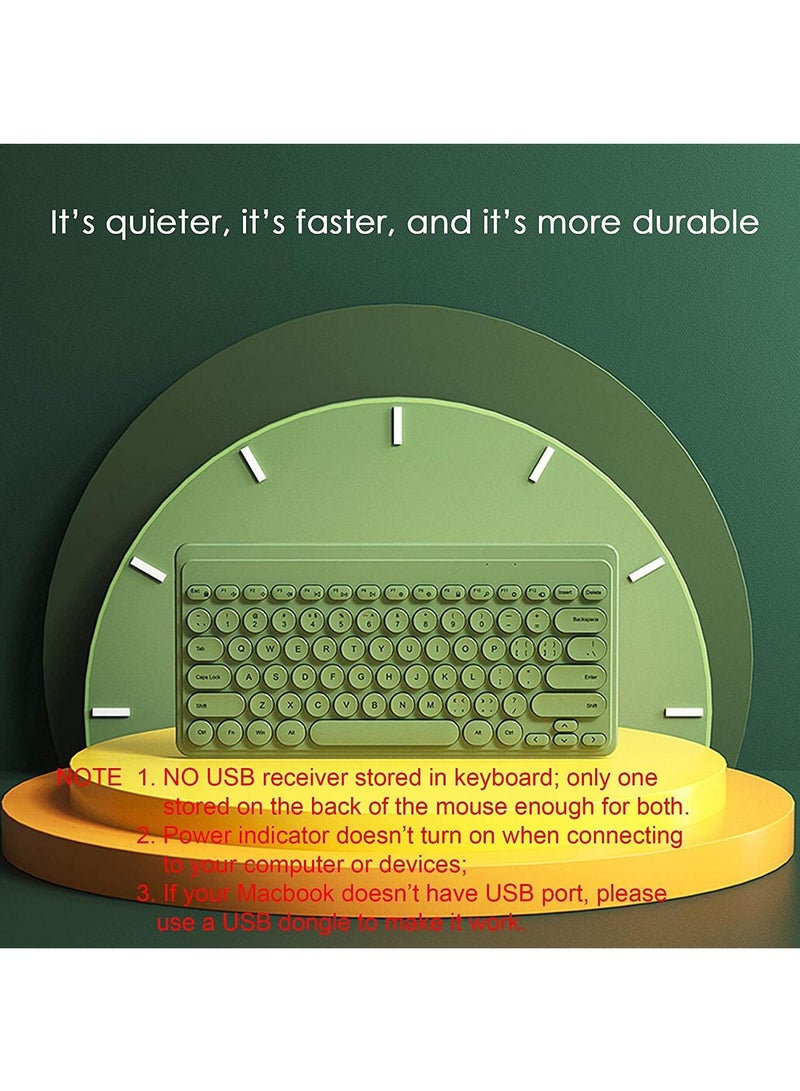 Fashion Wireless Keyboard and Mouse Combo USB Cordless Cute Round Key Smart Power Saving Ultra Slim Combo for Laptop Computer and Desktop - Image 2