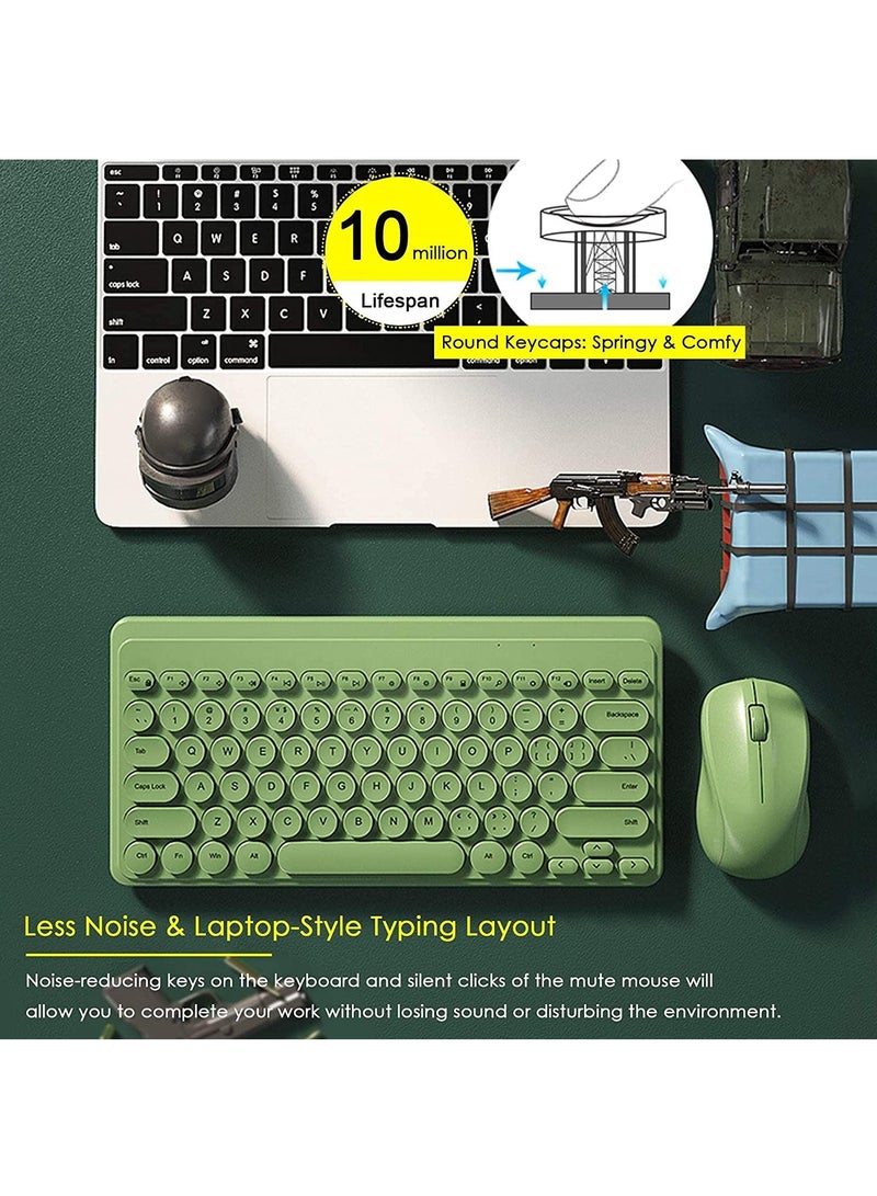 Fashion Wireless Keyboard and Mouse Combo USB Cordless Cute Round Key Smart Power Saving Ultra Slim Combo for Laptop Computer and Desktop - Image 4