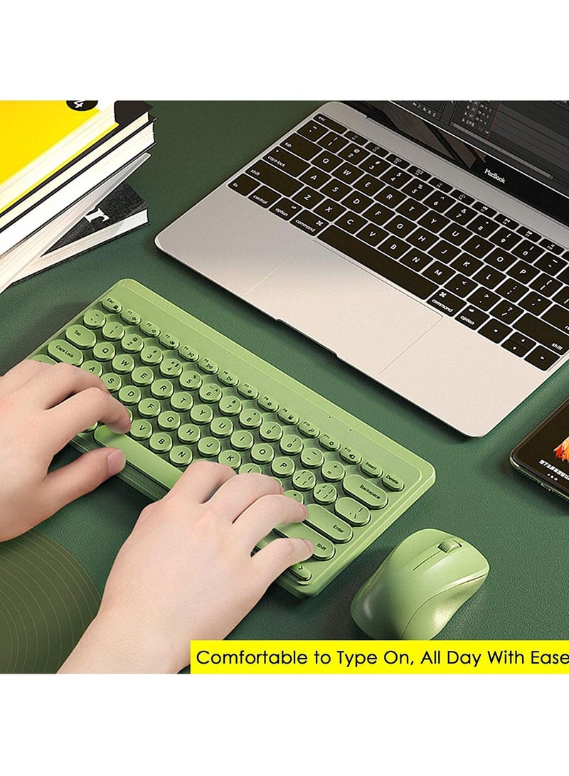 Fashion Wireless Keyboard and Mouse Combo USB Cordless Cute Round Key Smart Power Saving Ultra Slim Combo for Laptop Computer and Desktop - Image 5