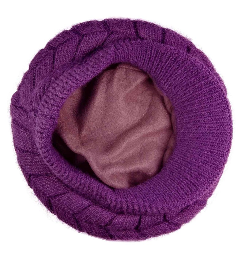 HINDAWI Women Winter Hats Newsboy Caps Knit Crochet Fashions Snow Warm Hat with Visor Purple - Image 4