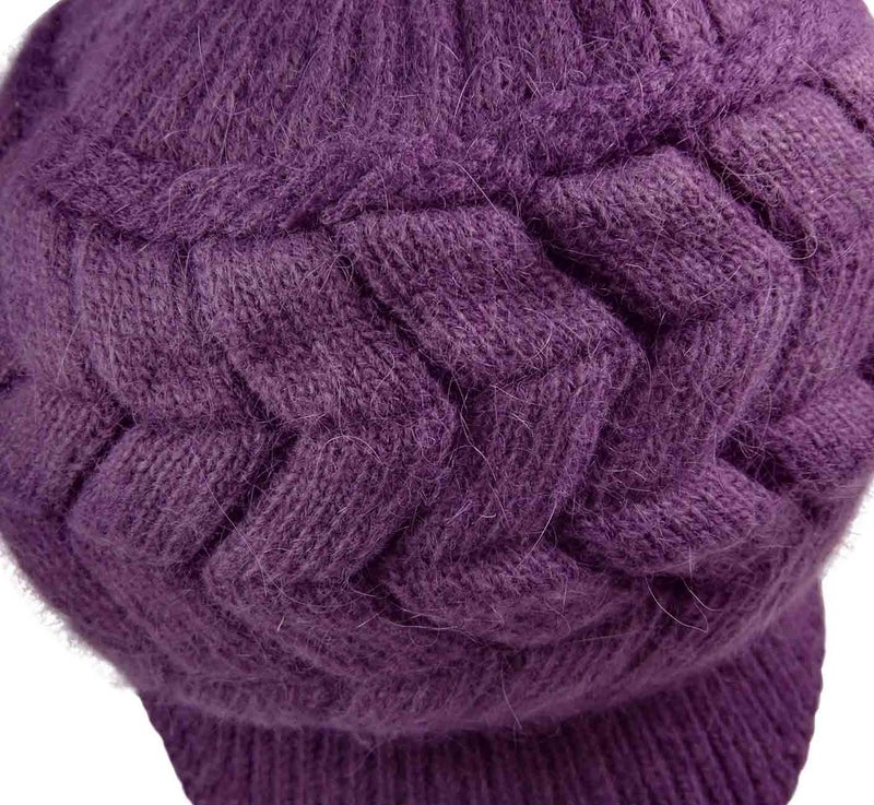 HINDAWI Women Winter Hats Newsboy Caps Knit Crochet Fashions Snow Warm Hat with Visor Purple - Image 3