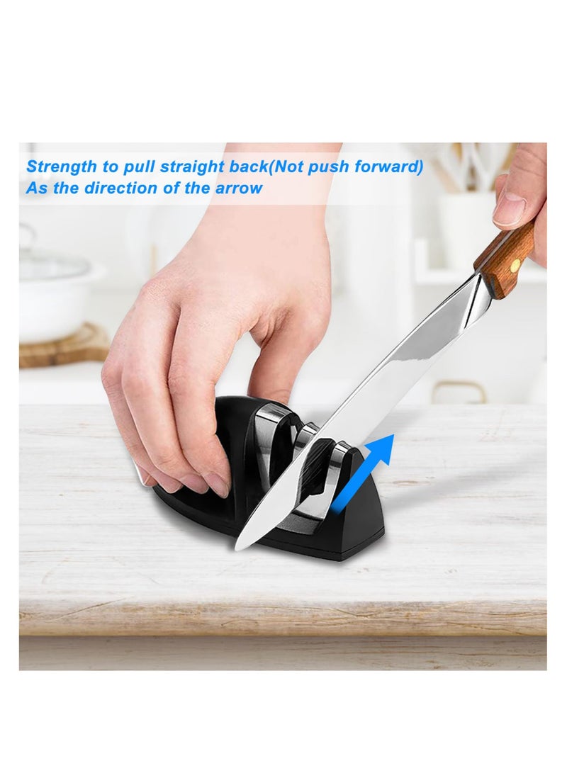 SOLARAE Knife Sharpener, 2-Stage Preset Coarse & Fine Slots Knife Sharpening, Professional Knife Sharpeners for Kitchen Knives, Stable Non-Slip Base, Compact for Easy Storage (Black) - Image 5
