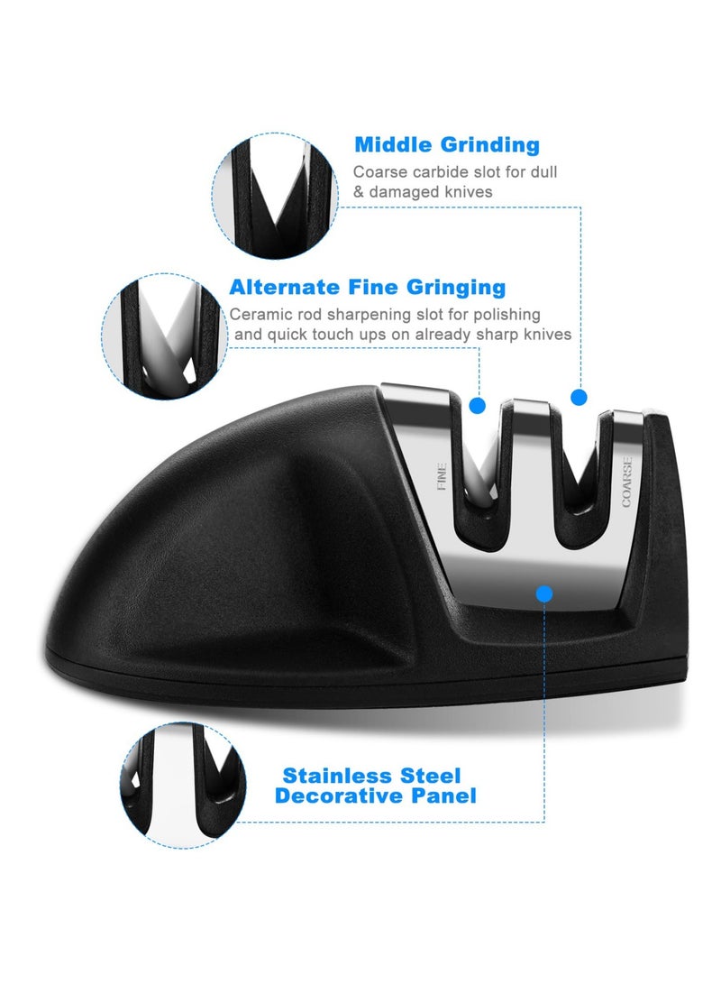 SOLARAE Knife Sharpener, 2-Stage Preset Coarse & Fine Slots Knife Sharpening, Professional Knife Sharpeners for Kitchen Knives, Stable Non-Slip Base, Compact for Easy Storage (Black) - Image 2