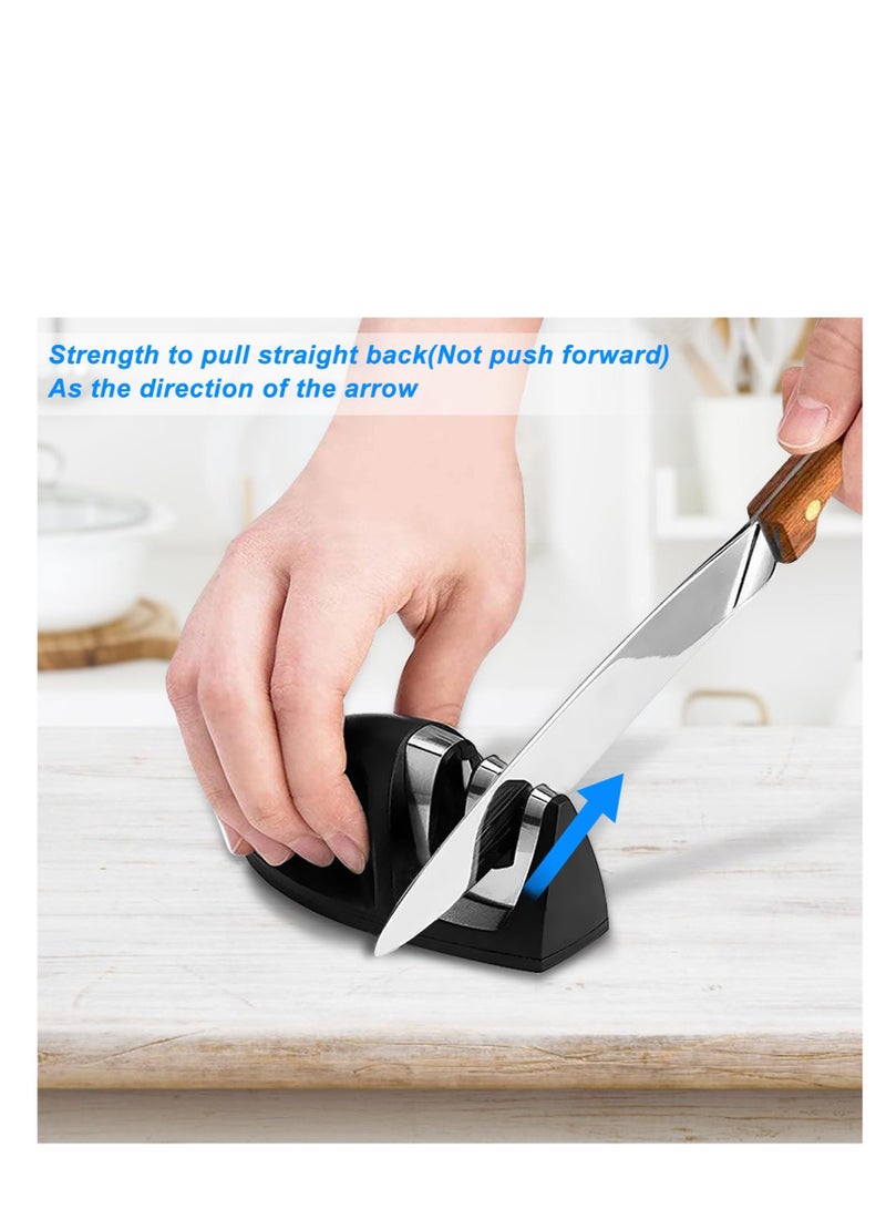 SOLARAE Knife Sharpener, 2-Stage Preset Coarse & Fine Slots Knife Sharpening, Professional Knife Sharpeners for Kitchen Knives, Stable Non-Slip Base, Compact for Easy Storage (Black) - Image 4
