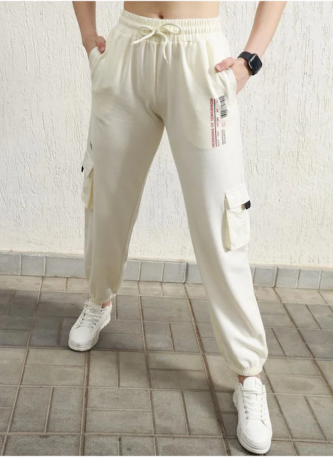 Hubberholme Cuffed Straight Leg High Rise Cotton Cargo Joggers by Styli