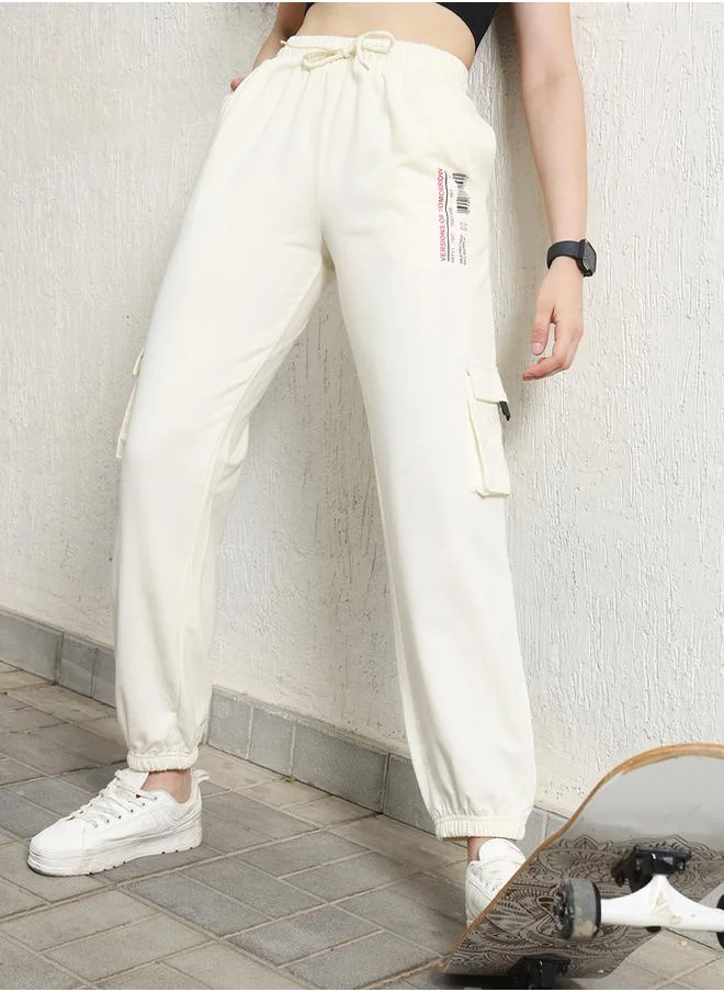 Hubberholme Cuffed Straight Leg High Rise Cotton Cargo Joggers by Styli