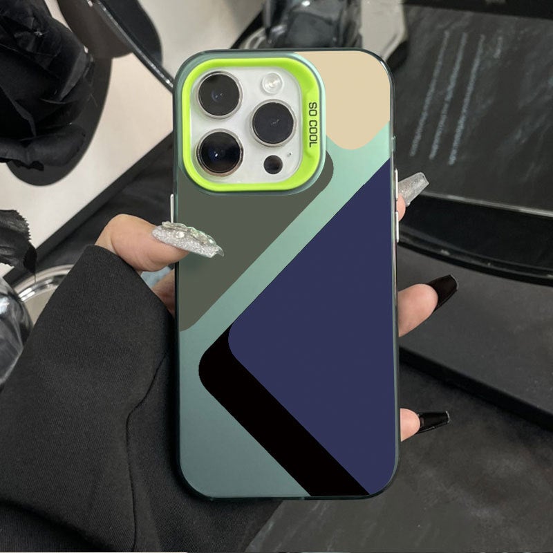 جراب هاتف Apple iPhone 16 Pro، مصنوع من مادة TPU المقاومة للصدمات، بتصميم إبداعي وبسيط بنمط مربعات، جراب هاتف مقاوم للسقوط (أخضر).