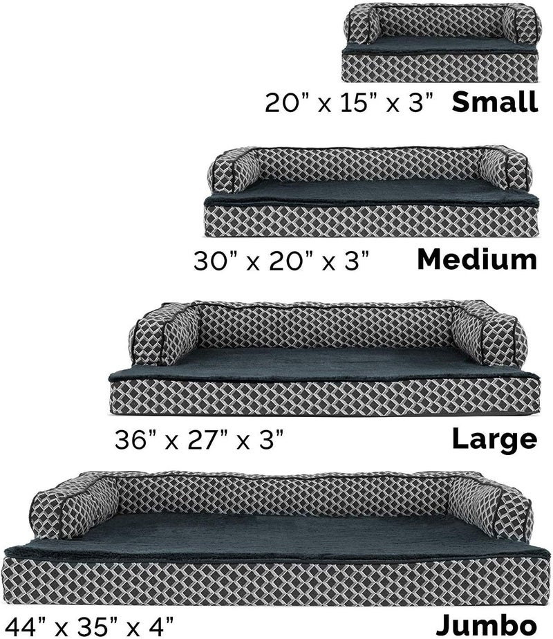 Furhaven Medium Cooling Gel Foam Dog Bed Comfy Couch Plush & Decor Sofa-Style w/Removable Washable Cover - Diamond Gray, Medium - Image 3