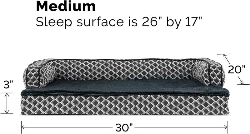 Furhaven Medium Cooling Gel Foam Dog Bed Comfy Couch Plush & Decor Sofa-Style w/Removable Washable Cover - Diamond Gray, Medium - Image 2