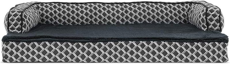 Furhaven Medium Cooling Gel Foam Dog Bed Comfy Couch Plush & Decor Sofa-Style w/Removable Washable Cover - Diamond Gray, Medium - Image 1