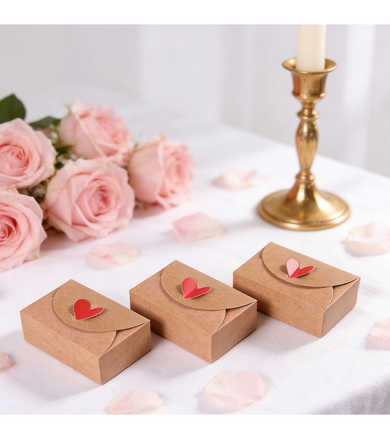 A 10pcs Kraft Paper Heart Box Gift Set For Candy Birthday Anniversary Wedding Romantic Occasions With Gift Tags - Image 1