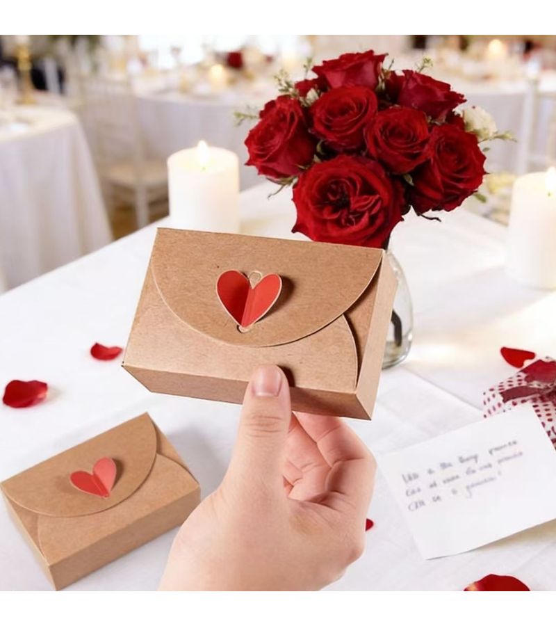 A 10pcs Kraft Paper Heart Box Gift Set For Candy Birthday Anniversary Wedding Romantic Occasions With Gift Tags - Image 2