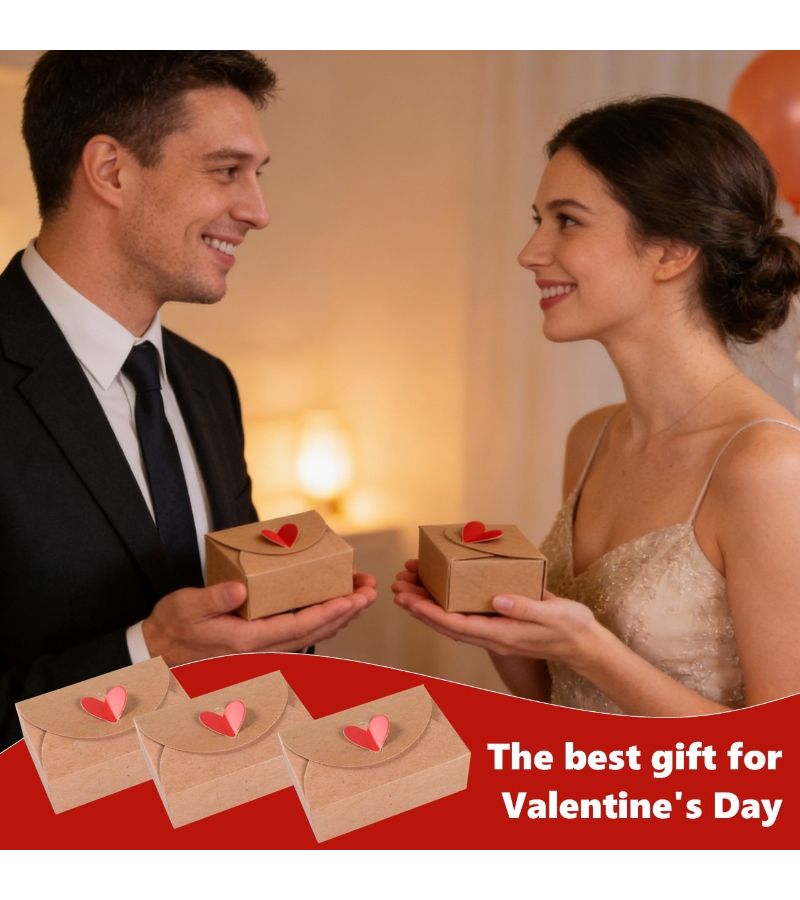 A 10pcs Kraft Paper Heart Box Gift Set For Candy Birthday Anniversary Wedding Romantic Occasions With Gift Tags - Image 4