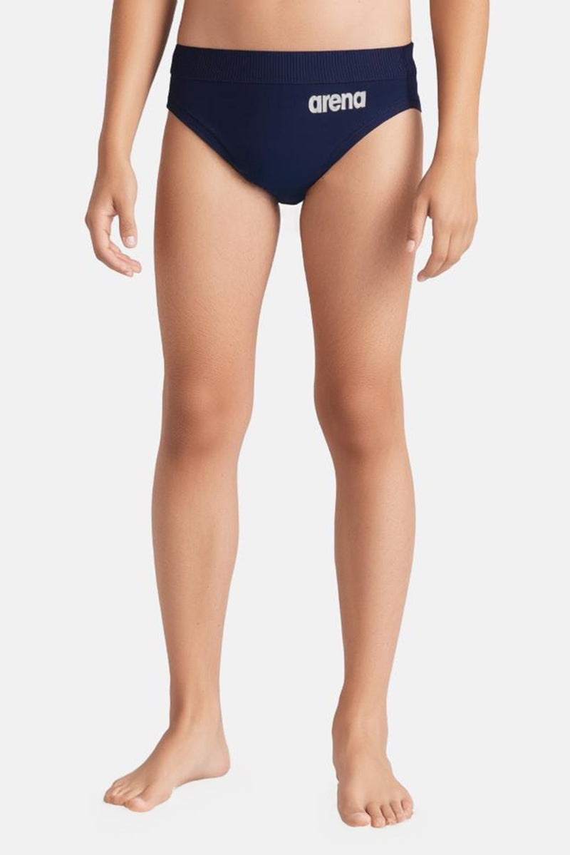 arena سروال سباحة قصير للأطفال الأولاد بشعار العلامة التجارية، أزرق داكن - Image 1