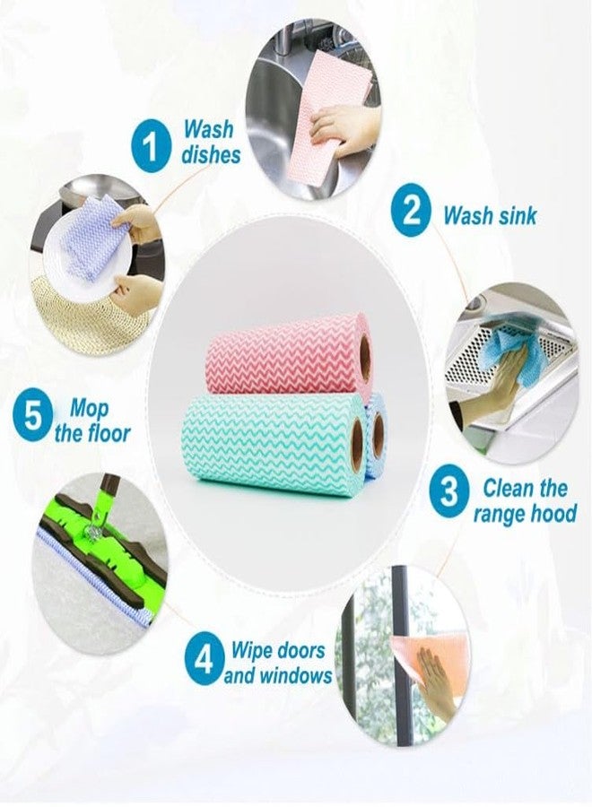 MDN Mist Non-Woven Disposable & Reusable Kitchen Towels - Multi-Purpose Cleaning Cloths, Washable Towel Roll with 80 Pulls, Ideal for Dishwashing, Household, Office, and General Cleaning, Blue Color. - Image 5