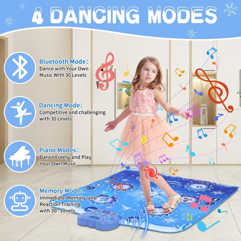 Dance Mat Children's Toy Gifts for Girls 3 4 5 6 7 8 9 Years, 6 Buttons Dance Mat with Bluetooth, Flowing Light Control System with Stand, Bluetooth Music, Princess Gift for 3-12 Years - Image 2