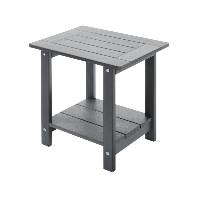 Meluvici Meluvici Double Adirondack Outdoor Side Table Weather Resistant Outdoor Rectangular Patio End Table for Adirondack Chair Grey