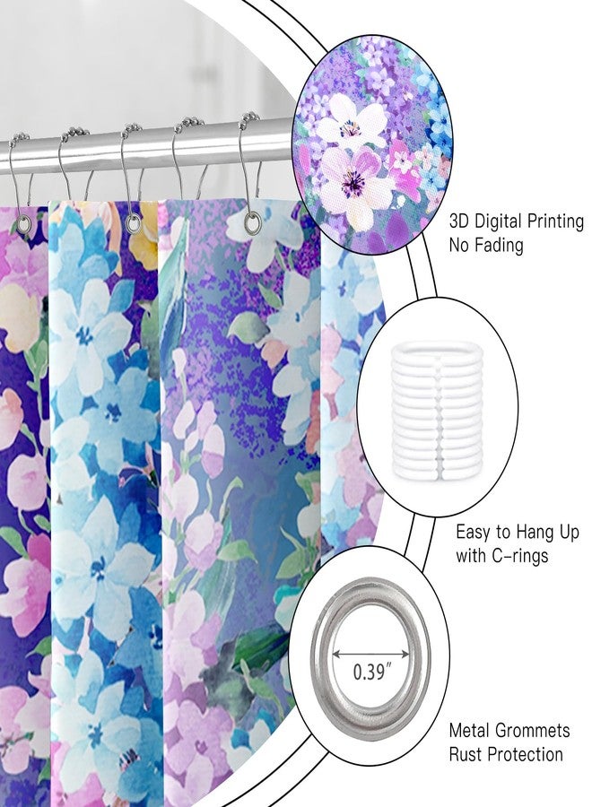 BayNook Purple Floral Shower Curtain, Cute Colorful Flower Fabric Shower Curtains for Bathroom, Pretty Funky Watercolor Cloth Shower Curtain Set Trendy Waterproof Bath Curtain 72x72 - Image 4