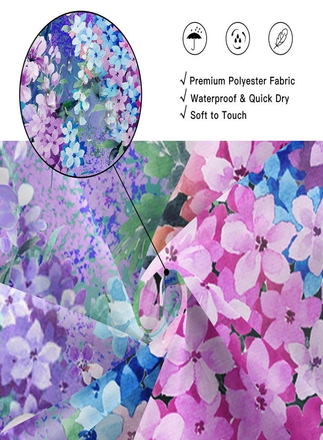 BayNook Purple Floral Shower Curtain, Cute Colorful Flower Fabric Shower Curtains for Bathroom, Pretty Funky Watercolor Cloth Shower Curtain Set Trendy Waterproof Bath Curtain 72x72 - Image 5
