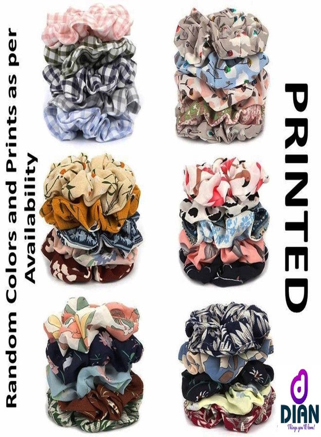 DIAN Multicolor Pack of 12 Hair Accessories, Hair Scrunchies, Ponytail Holder, Hair Tie, Hair Bow in Velvet Fabric & Printed for Women, Teens and Girls - Image 4