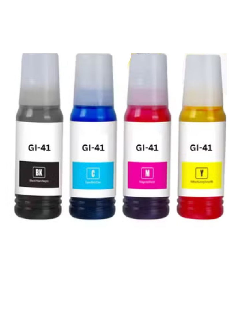 مجموعة حبر جي 41 4 عبوات (أسود صبغي أزرق سماوي أرجواني أصفر) متوافقة مع PIXMA G1420/G2420/G2460/G3420/G3460