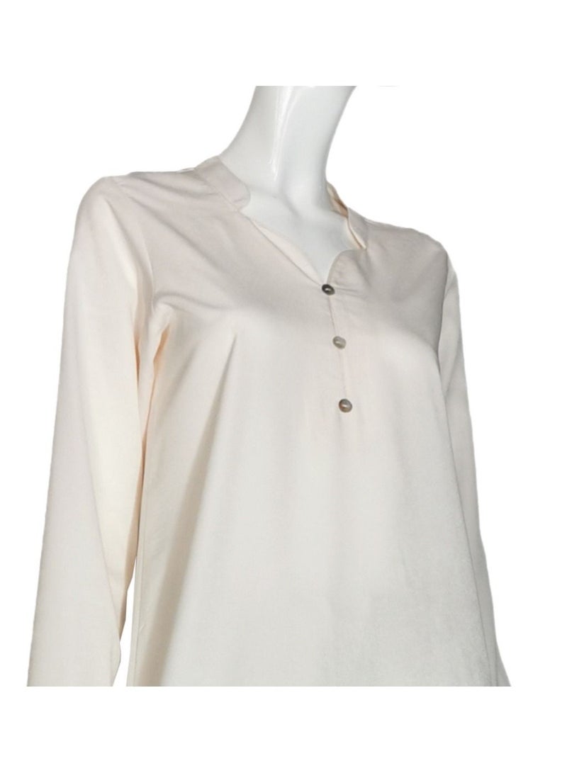 Sana'a Kayum Ivory Classic Day Wear Basic Kurta Style With Full Sleeves - Image 2