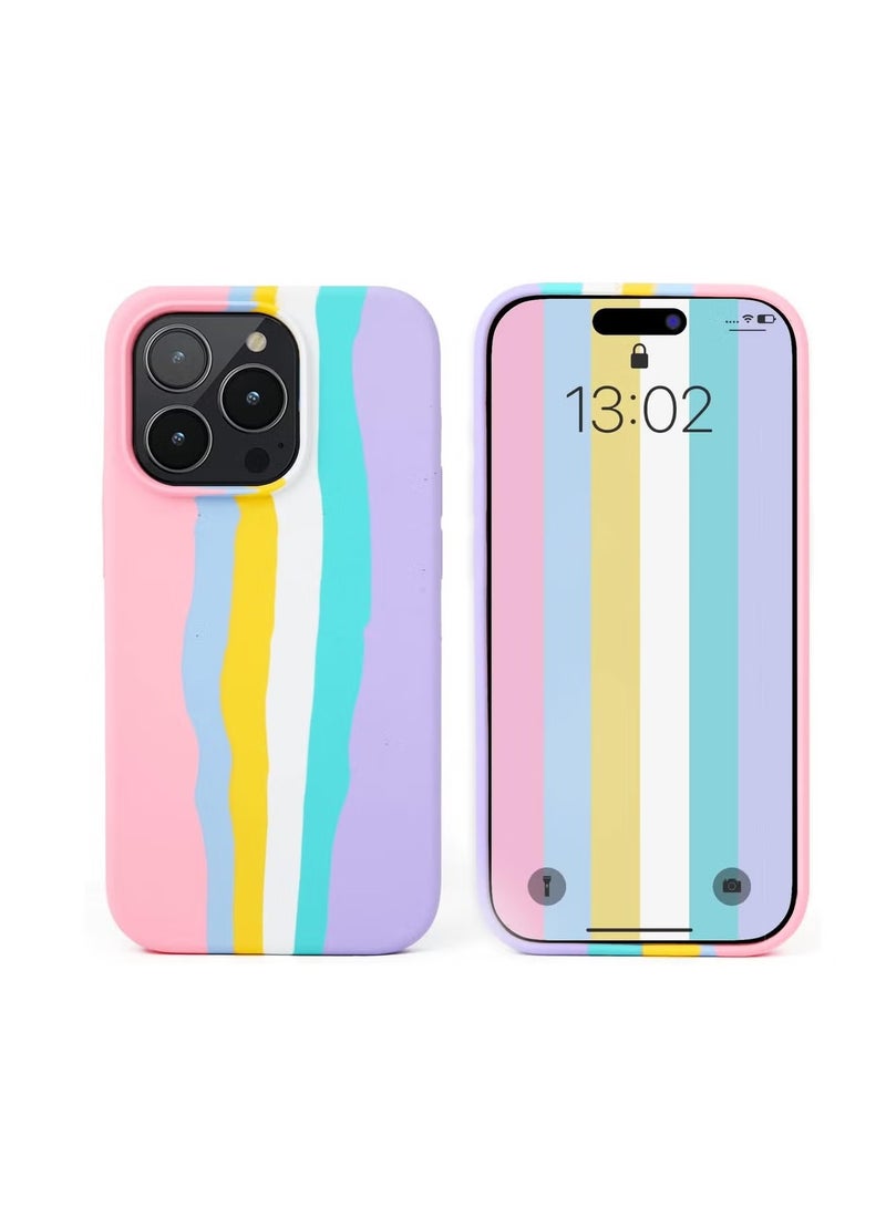 iPhone 14 pro Colourful Silicone Case, Silky Smooth Full Body Protective Case with Soft Lining, Shockproof Hybrid Liquid Silicone Mobile Phone Case