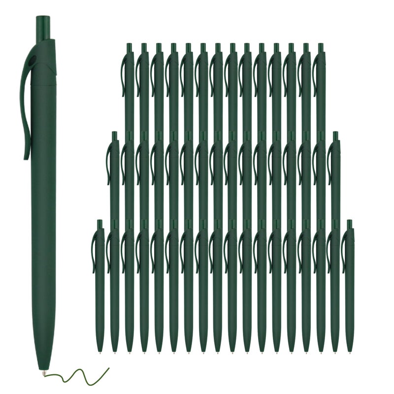 deegtran Pens Bulk 50 Pack No Bleed Green Click Pens Wholesale Retractable Ballpoint Pens Pens Medium Point Smooth Ink Pens 10MM Green Ink