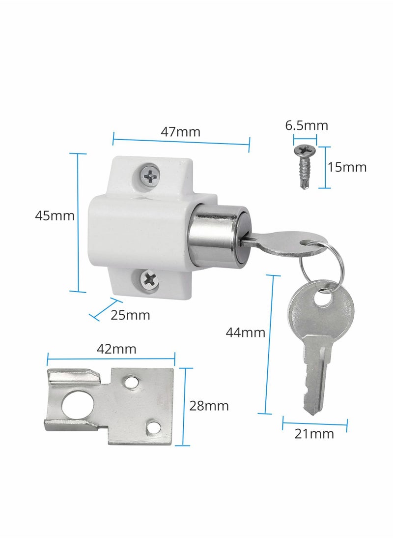 Excefore - Sliding Door and Window Lock, Sliding Patio Door Catches Set, Window Bolt Sliding Security Locks with Universal Keys Door Window Locks for Home Office Classroom (White 2Pcs) - Image 1