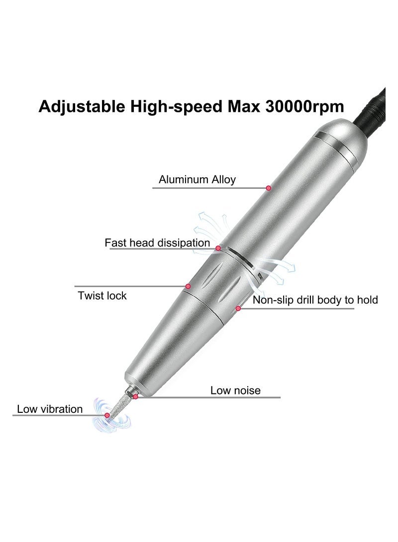 general Electric Nail Drill Machine Cordless, Portable Rechargeable 30000 RPM Professional Nail E-File Kit for Acrylic, Gel Nails, Manicure Pedicure Cuticle - Image 5