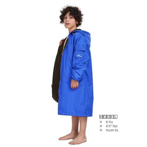 Adoretex Unisex Waterproof Swim Parka, Quick-dry Warm Coat Water Sports Jacket for Adults & Kids-PK005-Royal/Black-AM - Image 3