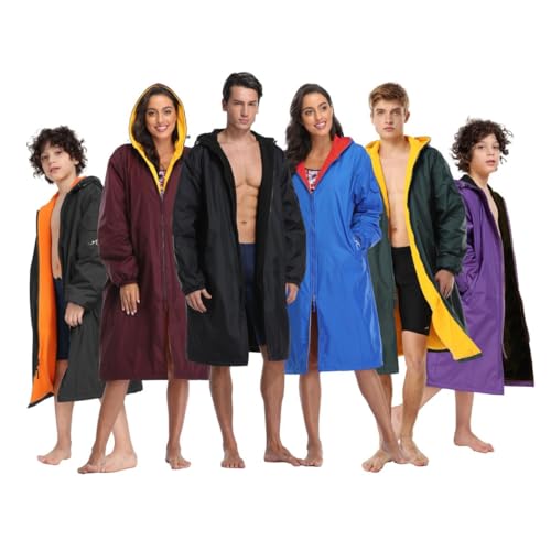 Adoretex Unisex Waterproof Swim Parka, Quick-dry Warm Coat Water Sports Jacket for Adults & Kids-PK005-Royal/Black-AM - Image 1