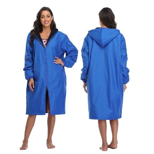 Adoretex Unisex Waterproof Swim Parka, Quick-dry Warm Coat Water Sports Jacket for Adults & Kids-PK005-Royal/Black-AM - Image 2