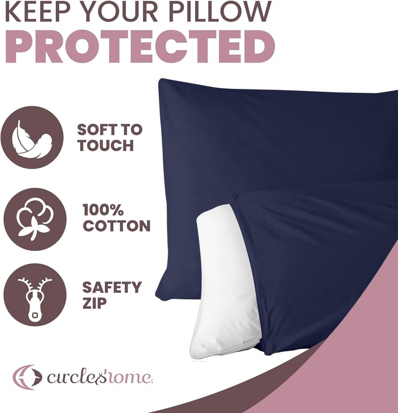 CirclesHome Pillow Protectors 4 Pack Standard Zippered - 100% Cotton Breathable Pillowcases - Protects Pillows from Dirt  Dust and Debris (Standard - Set of 4 - 20x26) - Image 2