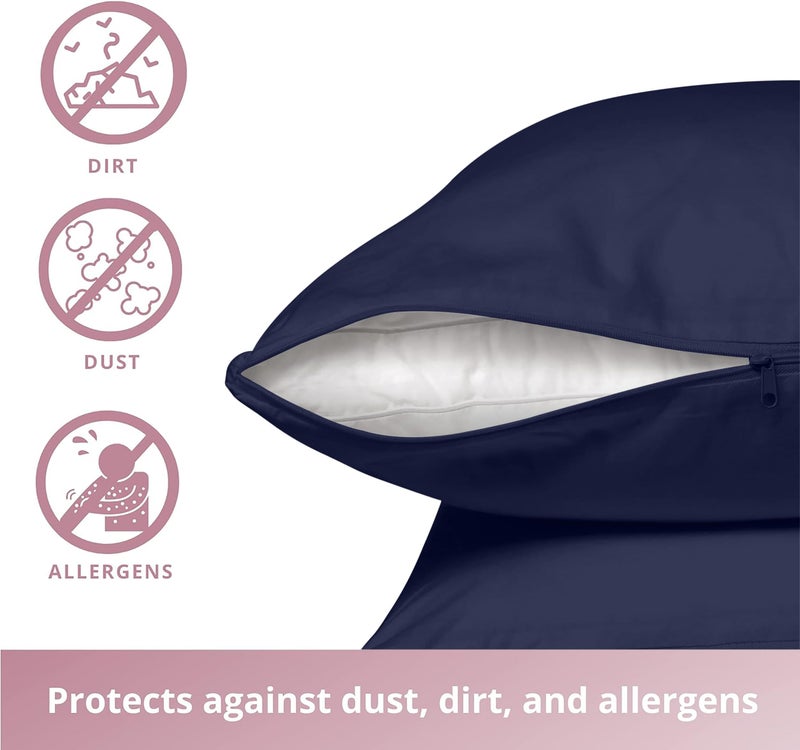 CirclesHome Pillow Protectors 4 Pack Standard Zippered - 100% Cotton Breathable Pillowcases - Protects Pillows from Dirt  Dust and Debris (Standard - Set of 4 - 20x26) - Image 5