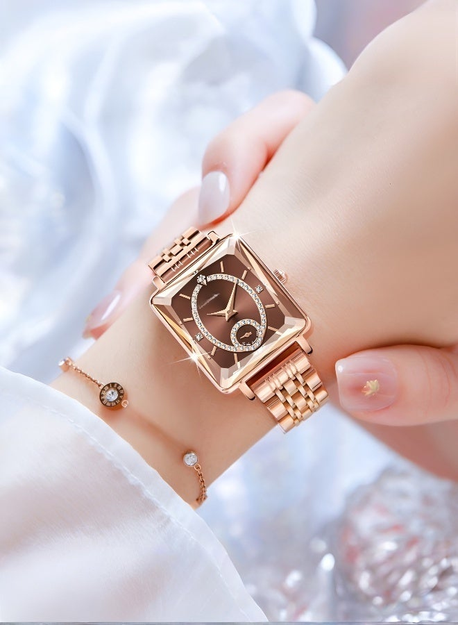 Labaoli Women's stainless steel waterproof quartz watch with a dial and diamond-cut mirror face design. - Image 1