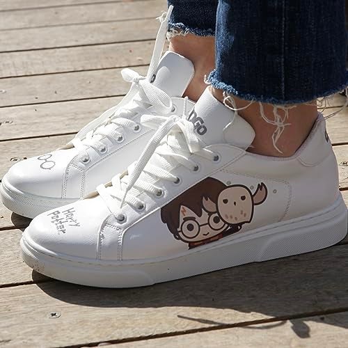 DOGO White Sneakers for Women Handmade Womens Fashion Sneakers Vegan Leather and Unique Design Comfortable Shoes for Women Ace Sneakers Friends Till Eternity Harry Potter Design Size 105 - Image 3