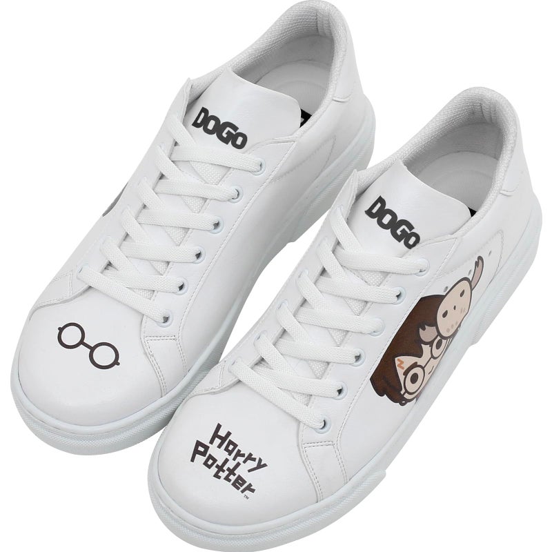 DOGO White Sneakers for Women Handmade Womens Fashion Sneakers Vegan Leather and Unique Design Comfortable Shoes for Women Ace Sneakers Friends Till Eternity Harry Potter Design Size 105 - Image 2