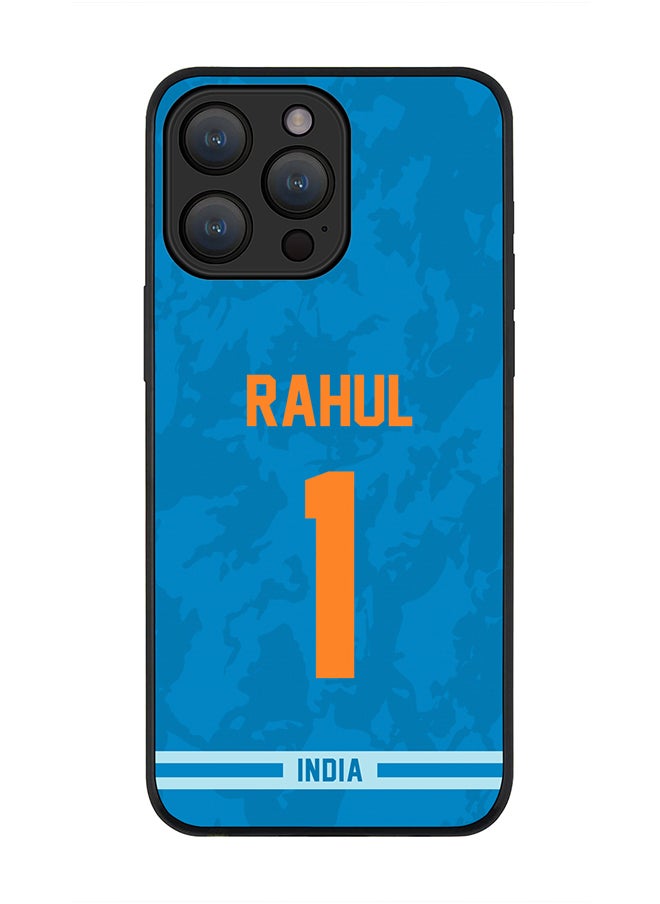 Stylizedd Cover for iPhone 15 Pro Max Case , Rugged Black Slim fit Soft Flexible Thin Protective Phone Cases - Player Name - KL Rahul, Jersey Number- 1  - Image 1