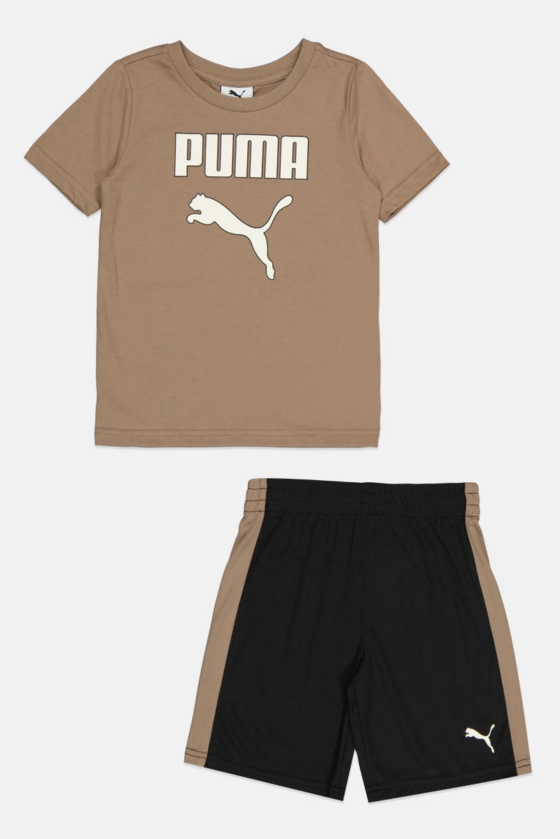 PUMA طقم تي شيرت قصير الأكمام وشورت من علامه تجارية للأطفال الأولاد 2 قطعة، متعدد الألوان - Image 2