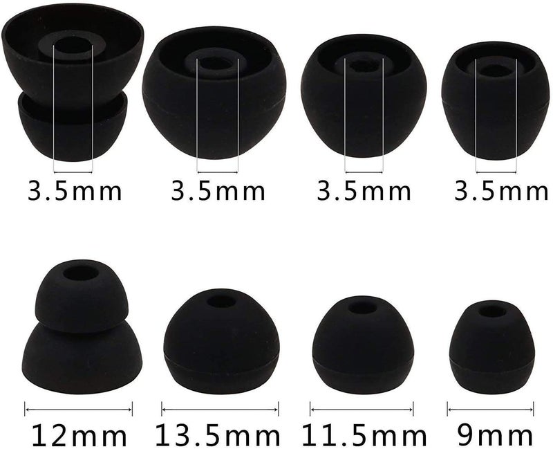 ALXCD Ear Tips Replacement for Beats Flex Wireless Earphones, S/M/L/D 4 Sizes 8 Pairs Soft Silicone Eargel Earbuds Tips, Fit for Beats Flex, 8 Pairs (Black) - Image 3