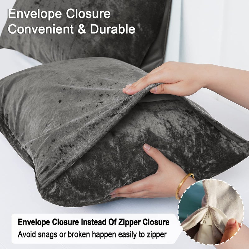 بي أتش إف PHF True Velvet Plowscases Size Size 2 Pack Soft Loving Bradient Pillow Covers مع إغلاق المغلف الفاخرة الحالات الزخرفية المريحة 20 "× 26" "الفحم/الرمادي الداكن - Image 5
