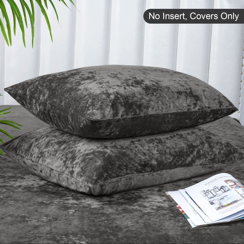 بي أتش إف PHF True Velvet Plowscases Size Size 2 Pack Soft Loving Bradient Pillow Covers مع إغلاق المغلف الفاخرة الحالات الزخرفية المريحة 20 "× 26" "الفحم/الرمادي الداكن - Image 4